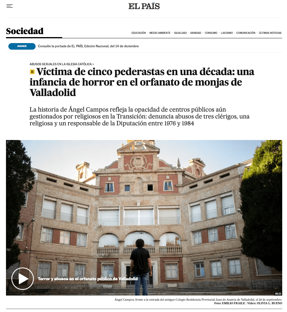 14DIC23 - Víctima de cinco pederastas en una década: una infancia de horror en el orfanato de monjas de Valladolid | Sociedad | EL PAÍS 2023-12-14 00-32-19