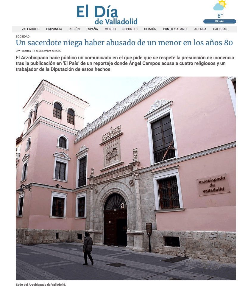 El Día de Valladolid - 12DIC23 - Un sacerdote rechaza haber abusado de un menor en los 80