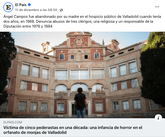 El País - Facebook - Ángel Campos fue abandonado por su madre en el hospicio